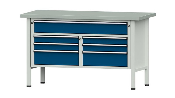 ANKE werkbanken kistwerkbank, model 258 V, 1500 x 700 x 890 mm, RAL 7035/5010, ZBP 40 mm, 304.141