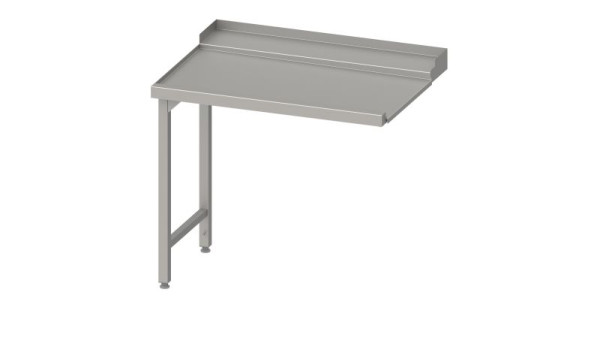 Stalgast RVS afvoertafel, korfgeleider met afschot, 2 poten 900x750x880mm, montagezijde links, met opstand, gelast, VAL09712LA