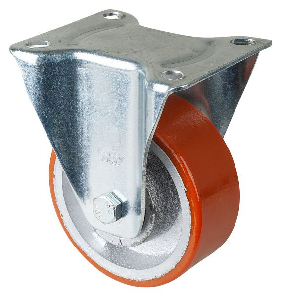 BS rollen transportrol, vaste rol, wielbreedte 40 mm, wiel-Ø 125 mm, draagvermogen 300 kg, gegoten polyurethaan 95 Shore A, gegoten, kogellager, LSS410.C10.125