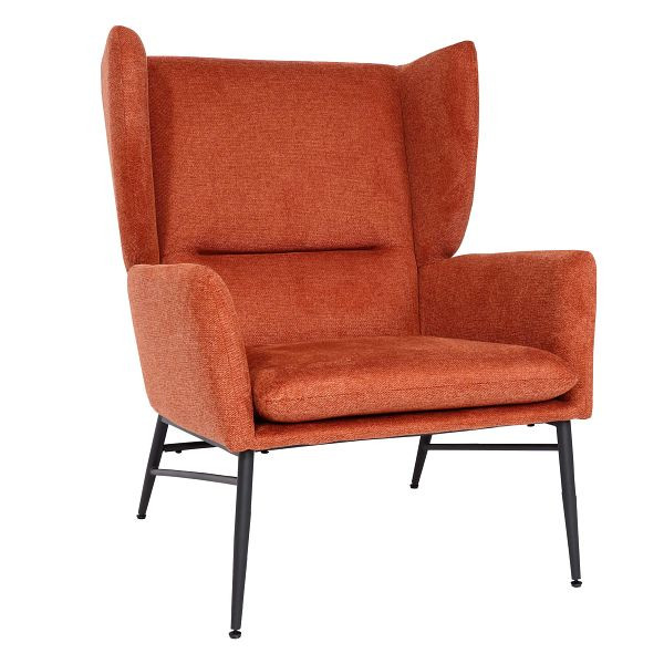 Mendler fauteuil HWC-L62, oorfauteuil, cocktailstoel, fauteuil, gestoffeerde stoel, stof/textiel metaal, terracotta bruin, 117256