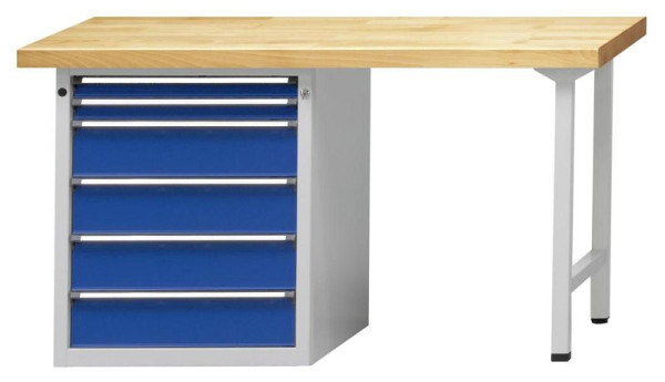 ANKE combinatie werkbank; 1500x700mm; Linker onderkast 660x615 mm, 6 laden 60, 60, 150, 150, 150, 150 mm