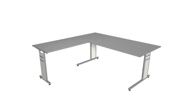 Kerkmann bureau B 1800 x D 800 x H 680-820 mm met aanbouw-/aanbouwtafel, vorm 4, kleur: grafiet, 11409812