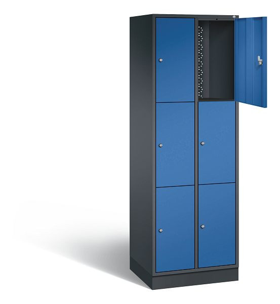 C+P lockerkast Intro, H1950xB620xD490mm, kleur: zwartgrijs / gentiaanblauw, 8370-201 S10035