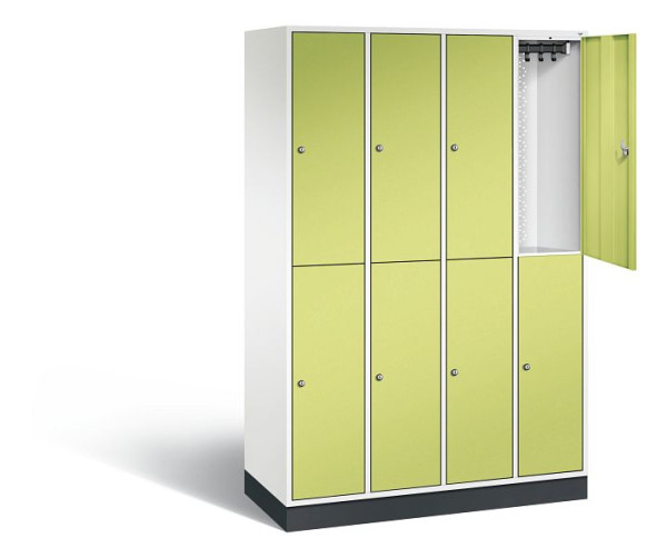 C+P locker, double-level intro, H1950xW1220xD490mm, kleur: verkeerswit / virid green, 8270-401 S10076