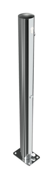 Schake RVS paal Ø 76 mm zonder siergroef, opklapbaar, zelfvergrendelend slot voor plugbevestiging, met profielcilinderslot, 4072UZ