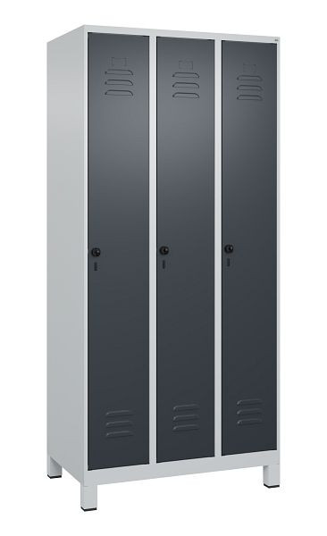 C+P luierkluis Classic PLUS met middenwand, voeten, 3 vakken, 1950x900x500mm, 7035/7016, veiligheidsdraaigrendel, 080010-30F S10008