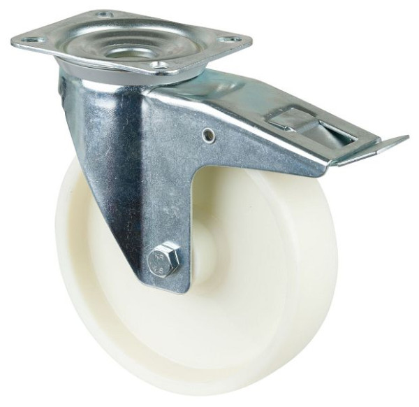 BS rollen transportrol met rem, breedte 50 mm, Ø200 mm, tot 300 kg, loopvlak/wiellichaam kunststof, rollager, L420.B10.200