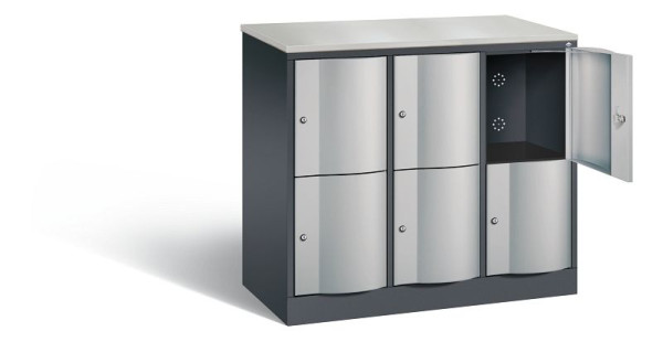 C+P lockerkast Resisto, H1077xB1148xD540mm, kleur: zwart-grijs/wit aluminium, 8472-372 S10129