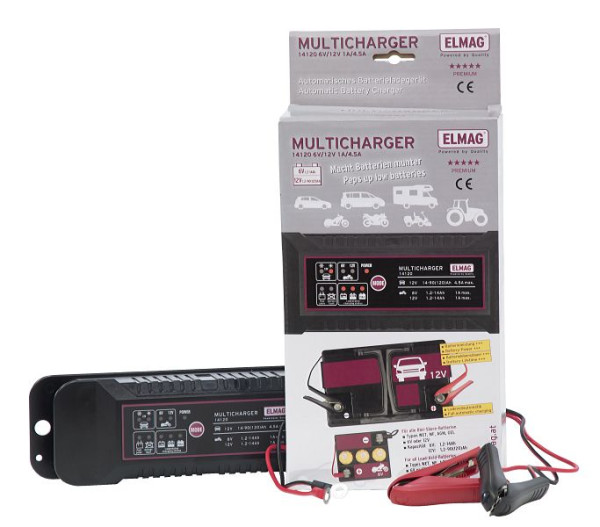 ELMAG Automatische acculader 6/12 V MULTICHARGER 14120, max. 1,0/4, 5 A, 56030
