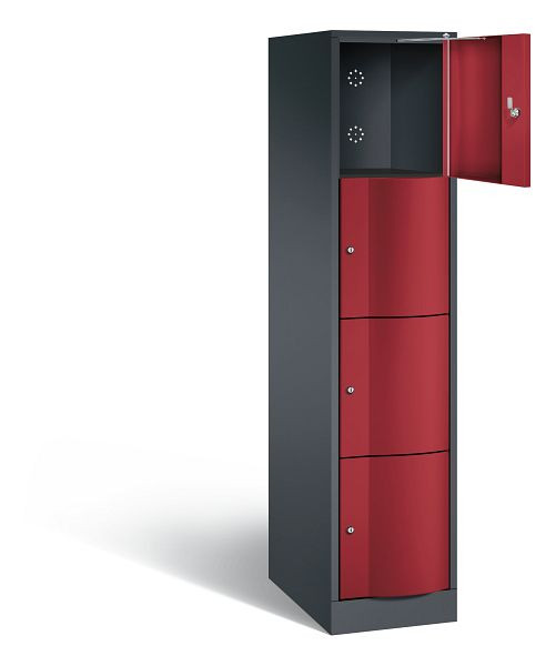 C+P XL lockerkast Resisto, H1950xW396xD640mm, kleur: zwartgrijs/robijnrood, 8470-173 S10011