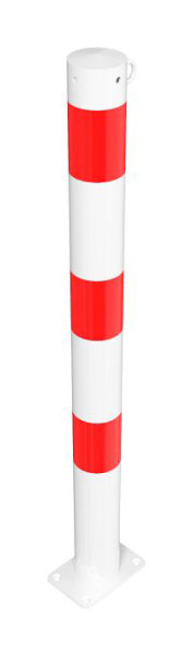 Schake afzetpaal stalen buis Ø 76 x 2,6 mm stationair, voor deuvelbevestiging, thermisch verzinkt en wit gecoat, 1 oog, 476PB/1