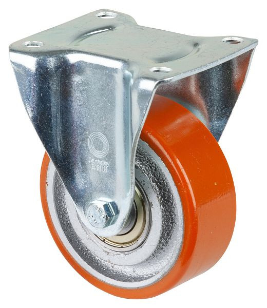 BS rollen transportrol, vaste rol, wielbreedte 38 mm, wiel-Ø 100 mm, draagvermogen 295 kg, gegoten polyurethaan 95 Shore A, gegoten, kogellager, LB510.C10.100