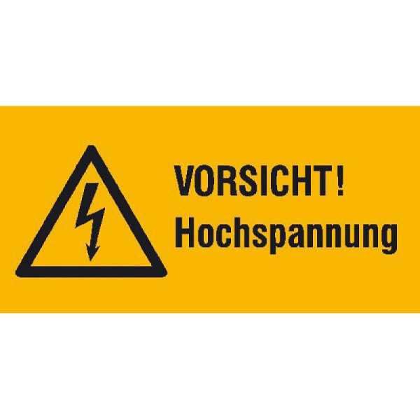 Stone HGS elektrische markering/waarschuwingscombinatiebord, LET OP! Hoogspanning, 131 x 65 mm/film, zelfklevend, 21.1348
