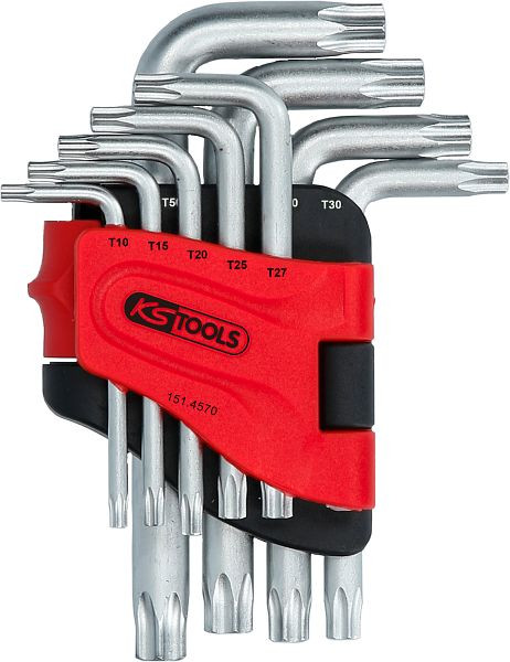 KS Tools Torx stiftsleutelset met boring, kort, 9-delig TB10-TB50, 151.4570