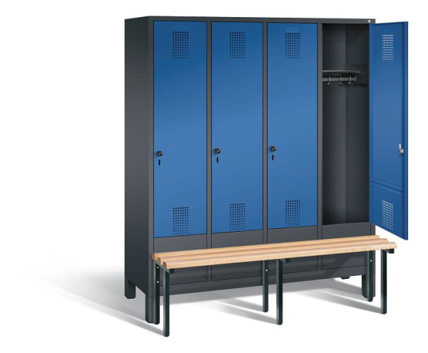C+P garderobe Evolo, H1850xW1590xD815mm, kleur: zwartgrijs / gentiaanblauw, 48030-42 S10070