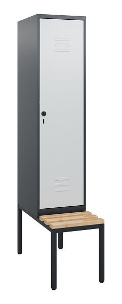 C+P luierkastje Classic PLUS, met onderbank, 1950x400x815mm, 7016/7035, draaibare sluiting, beuken zitlat, 0800505-12 S10013
