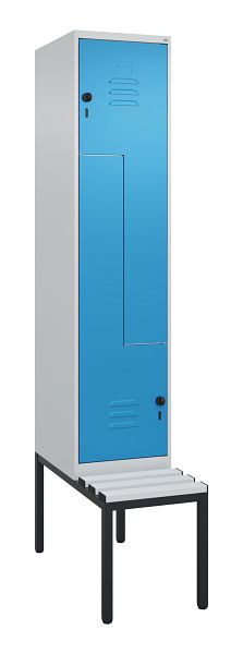C+P Z-Spind Classic PLUS, met onderbank, 2 vakken, 2120x400x815mm, 7035/5012, draaigrendel, 0800537-122 S10034