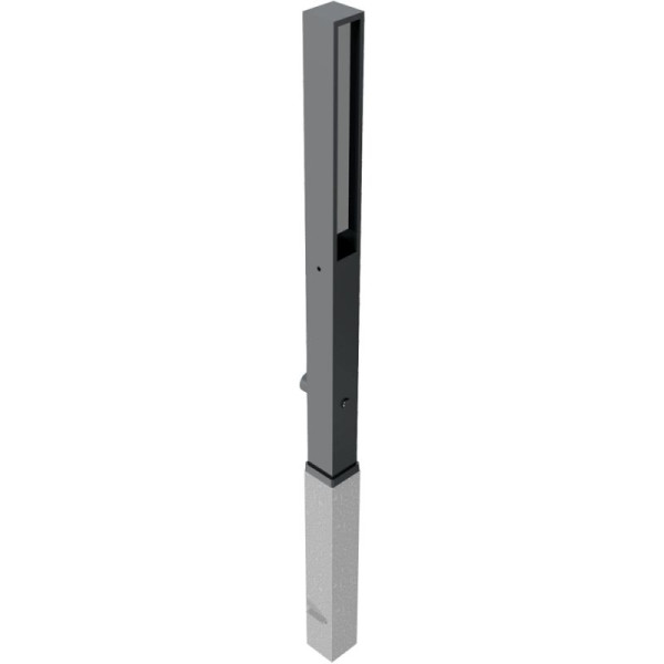 Stone HGS stijl tuinpaal 70 x 70 mm met platstalen opzetstuk, afneembaar, met driehoekslot, conform DIN 3223, sluiting aan de onderzijde/incl. Grondhuls, 40731fb