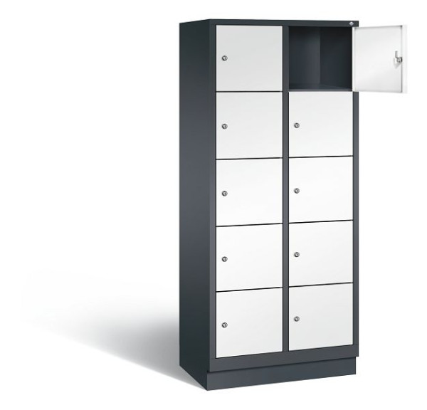 C+P lockerkast Evolo, H1800xW810xD500mm, kleur: zwartgrijs / verkeerswit, 48020-225 S10111