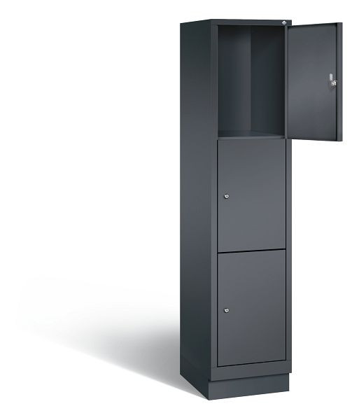 C+P lockerkast Evolo, H1800xB420xD500mm, kleur: zwart-grijs, 48020-123 S10020