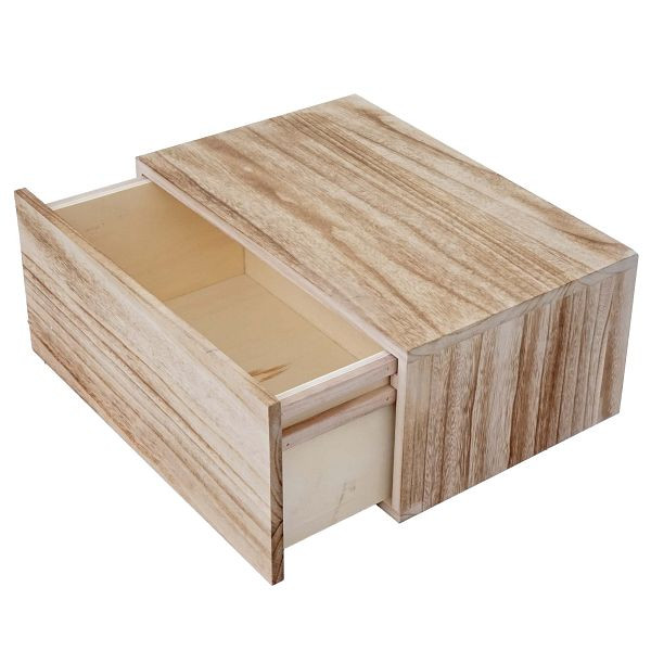 Mendler wandplank HWC-C55, ladeplank, vintage shabby look, 21x46x30cm, naturel bruin, 61501