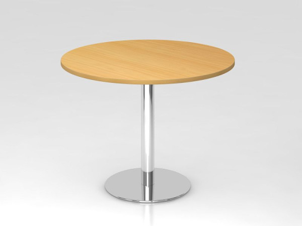 Hammerbacher vergadertafel 100cm rond beuken/chroom, verchroomd frame, VSTF10/6/C
