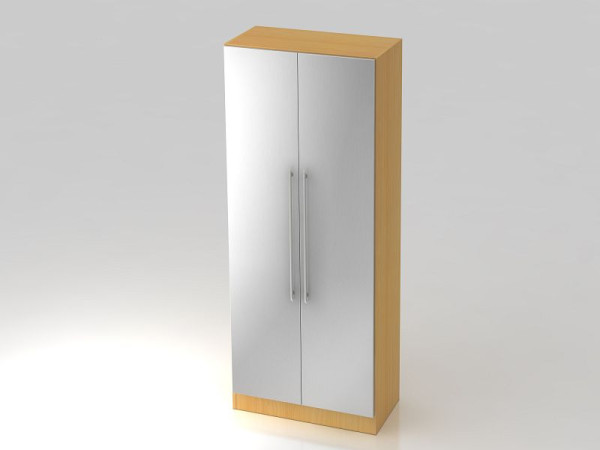 Hammerbacher kledingkast 5OH, onderpaneel, relinggreep beuken/zilver, 80x42x200,4 cm (BxDxH), V7200/6/S/RE