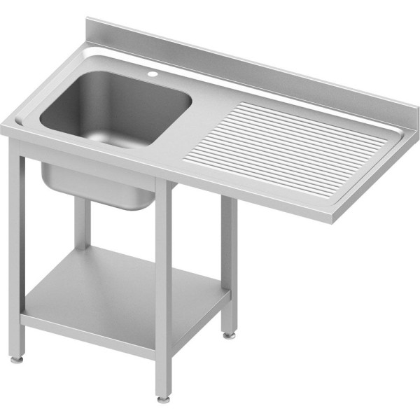 Stalgast ECO spoelbak met onderstel en overstek 1200x700x900 mm, met één wasbak links, met opstand, zelfmontage (AISI201), DST12764LA