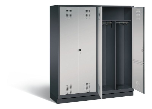C+P zwart wit locker Evolo, H1800xW1590xD500mm, kleur: zwart-grijs/wit aluminium, 48022-42 S10032
