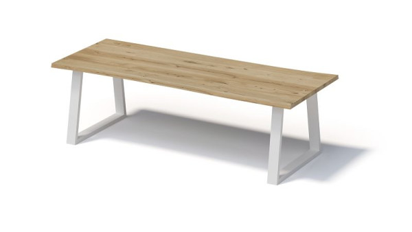 Bisley Fortis tafel naturel, 2600 x 1000 mm, natuurlijke boomrand, geolied oppervlak, T-frame, oppervlak: naturel / frame: verkeerswit, FN2610TP396