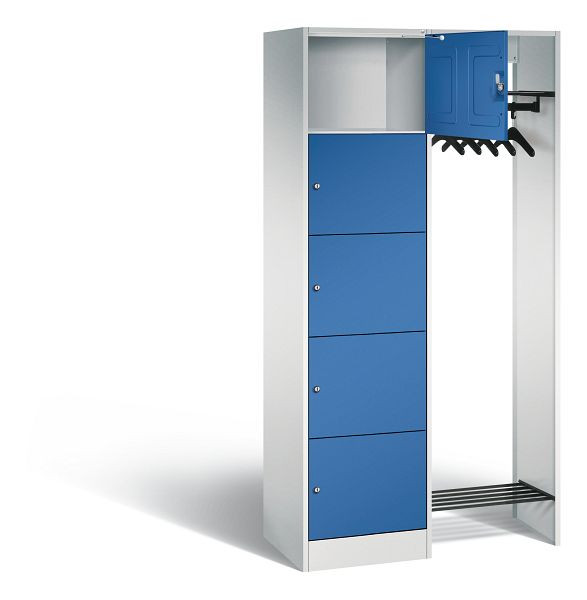 C+P open garderobe serie 8070, H1950xW960xD480mm, kleur: lichtgrijs / gentiaanblauw, 82700-00 S10003