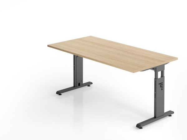 Hammerbacher bureau OS16, 160 x 80 cm, blad: eikenhout, 25 mm dik, 2 mm ABS rand, rechthoekige vorm, VOS16/E/G