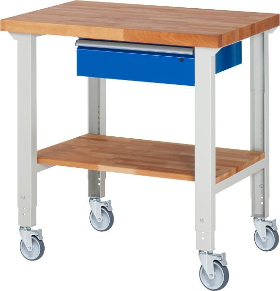 RAU verrijdbare werkbank (in hoogte verstelbaar) 7001A7, 1000x700x950-1000mm, 4 zwenkwielen, 05-7001A7-107B4H4.11