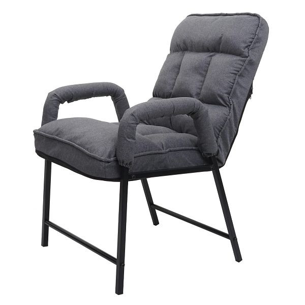 Mendler eetkamerstoel HWC-K40, stoel gestoffeerde stoel, 160kg belastbare rugleuning verstelbaar metaal, stof/textiel donkergrijs, 92127