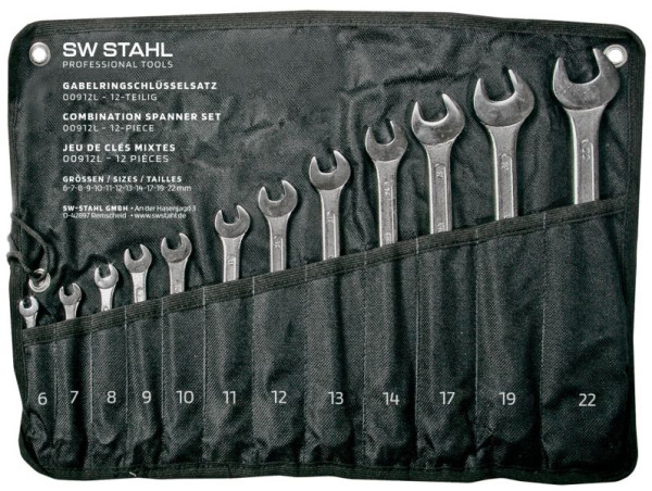 SW stalen ringsteeksleutelset, 6-22 mm, 12 stuks, 00912L