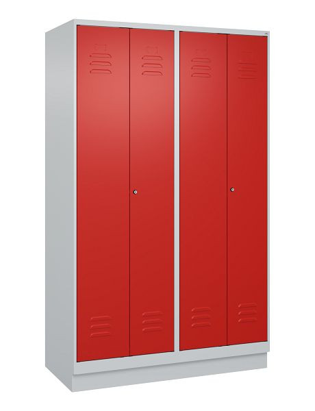 C+P luierkluis Classic PLUS, dubbele locker, onderbouw, 4 vakken, 1950x1200x500mm, 7035/3020, cilindersloten, 080022-40P S10017