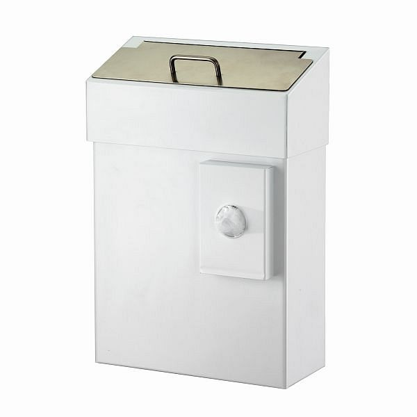 Air Wolf hygiëne-afvalcontainer met 10 liter volume, Omicron II-serie, H x B x D: 420 x 285 x 145 mm, wit staal, 35-778