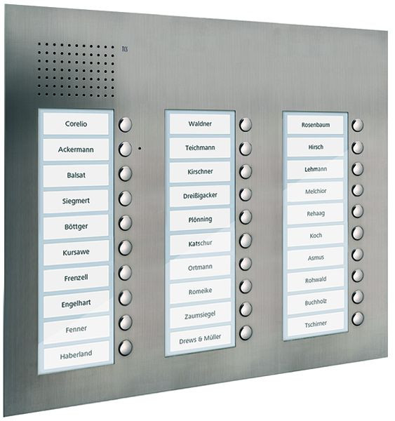 TCS audio buitenstation serie PUK 30 belknoppen (rechts uitgelijnd), 3 kolommen, UP RVS, PUK30/3-ES