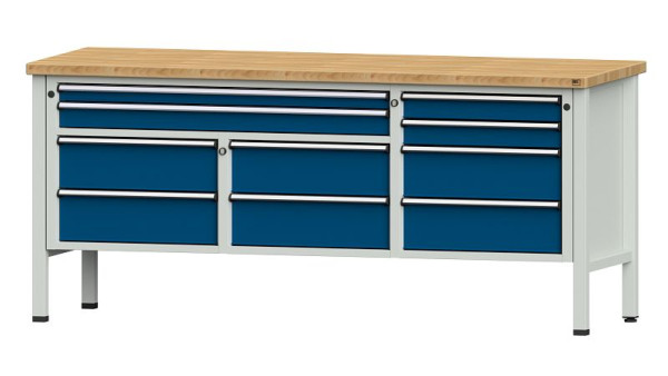 ANKE werkbanken kistwerkbank, model 285 V, 2000 x 700 x 890 mm, RAL 7035/5010, BMP 40 mm, 304.581
