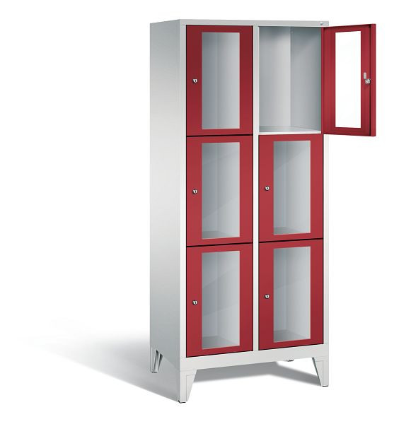 C+P lockerkast Classic, H1850xW810xD500mm, kleur: lichtgrijs/robijnrood, 8010A223 S10001