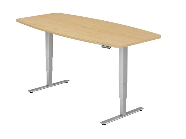 Hammerbacher vergadertafel met geheugenschakelaar, esdoorn, tonvormig, incl. 1 kabeluitgang 8 cm, VXDSM22/3/S