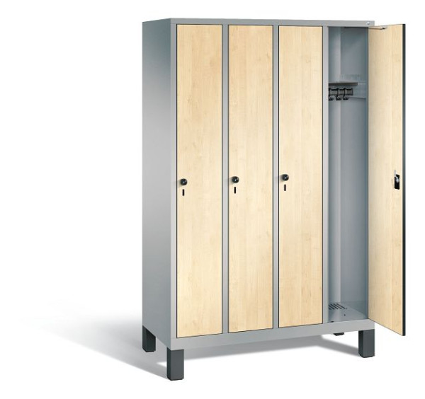 C+P Evolo garderobe, H1850xW1190xD500mm, kleur: wit aluminium / Donau esdoorn decor, 48010-40 S10758