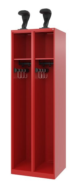 C+P Evolo brandweerkast, model EXPERT, 2 compartimenten, H1850B600T500 mm, Vuurrood, Helmhouder, 0491015-20 S10005