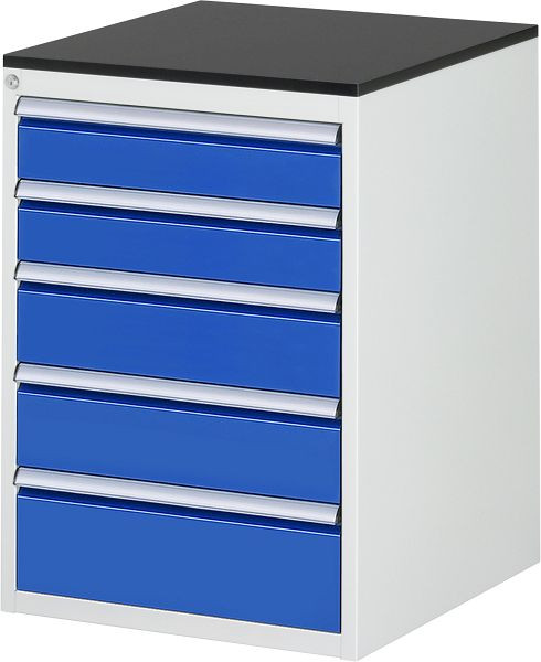 RAU ladekast serie 7000, B580xD650xH820mm, laden: 2xH120, 2xH150, 1xH180mm, werkblad met melamineharscoating, 03-L5.11A-M.11