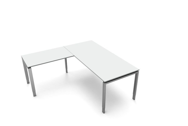 Kerkmann bureau, B 1800 x D 800 x H 680-820 mm met aanschuiftafel, vorm 5, kleur: lichtgrijs, 11415311