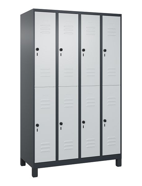 C+P Doppelstöckiger Spind Classic PLUS, Füße, 4 Abteile, 1950x1200x500mm, 7016/7035, 080310-40 S10013