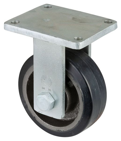 BS Rollen zwaarlastwiel, bokwiel, wielbreedte 75 mm, wiel-Ø 200 mm, draagvermogen 550 kg, zwarte elastische banden, gegoten, kogellagers, RR110.B81.202