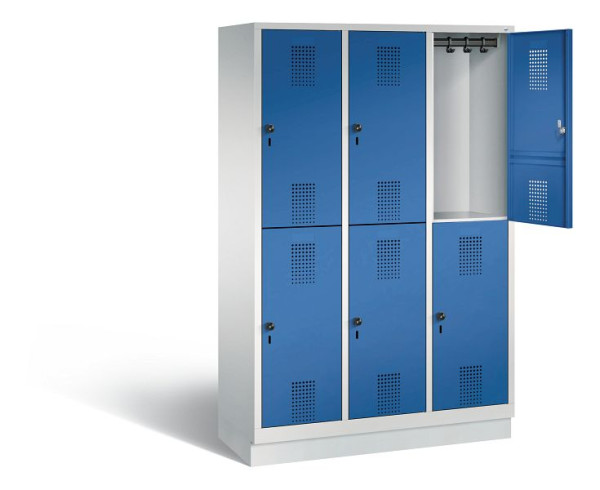 C+P locker dubbeldekker Evolo, H1800xB1200xD500mm, kleur: lichtgrijs / gentiaanblauw, 48320-32 S10039