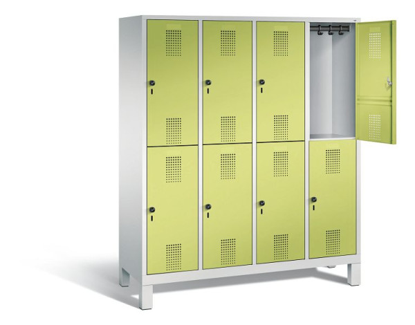 C+P locker dubbeldekker Evolo, H1850xB1590xD500mm, kleur: lichtgrijs / virid groen, 48310-42 S10194