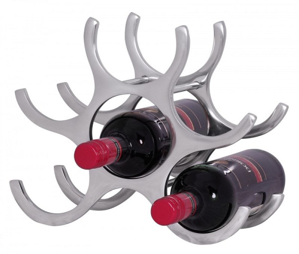 Wohnling Design aluminium wijnrek VINO 6 flessen in zilver 29x24x14 cm, WL1.252